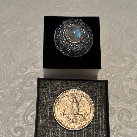 Judith Ripka Elegant Blue and Silver Women's Ring - Picture 6 of 9